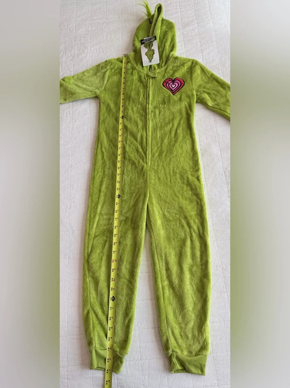 Grinch Kids Green Hooded One-Piece Pajama PJ Onesie Outfit Christmas Holiday M/8